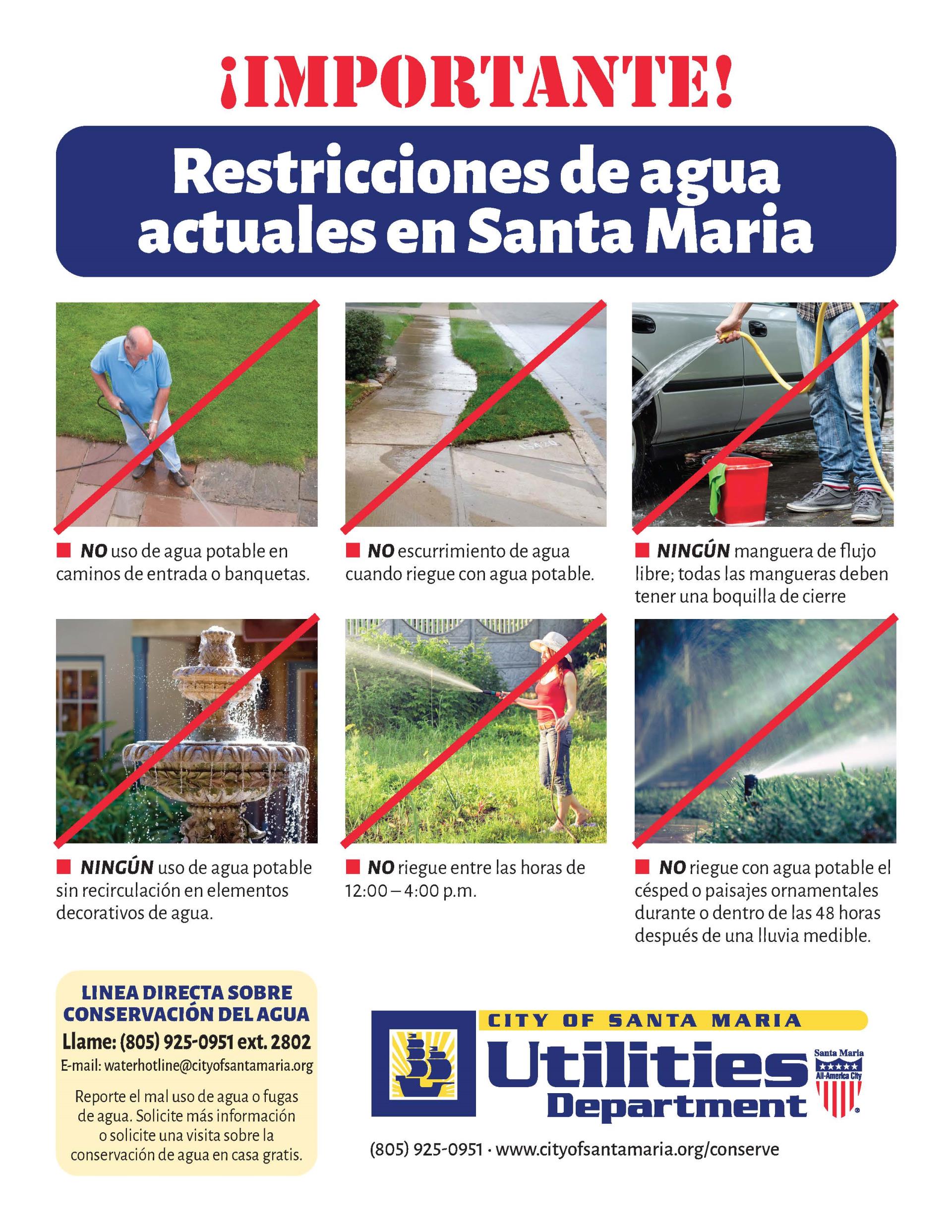 Water Restrictions Flyer Spanish